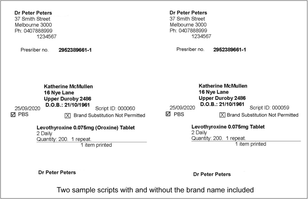 Active Ingredient Prescribing Sample Prescription