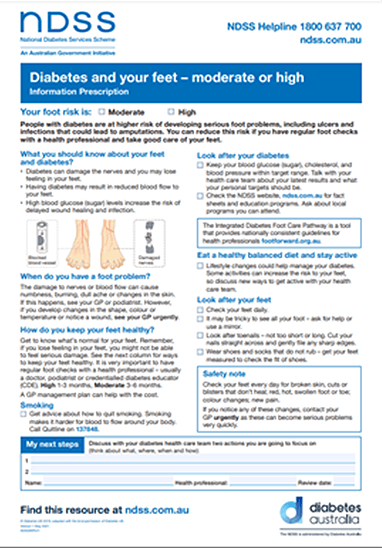 Information prescription feet high risk screenshot