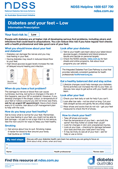 information prescription feet low risk screenshot